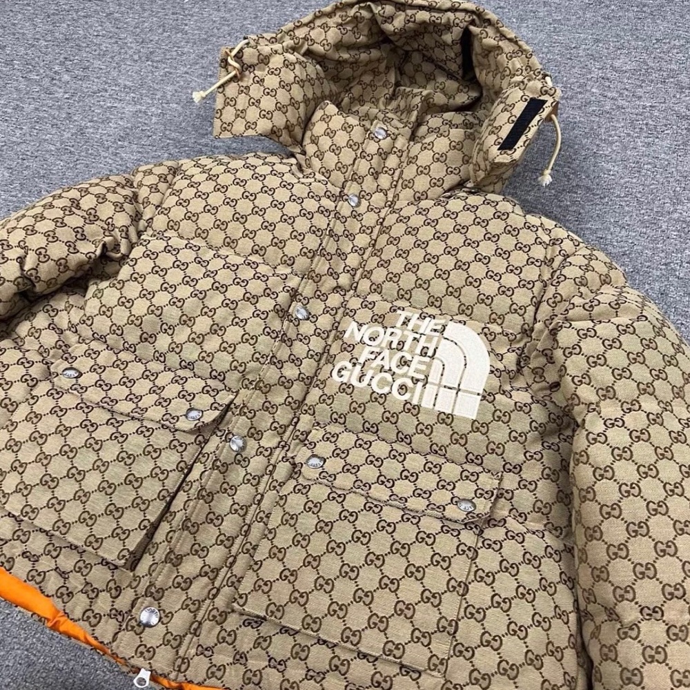 Gucci Brown Patterned Puffer Jacket With Orange I… - image 3